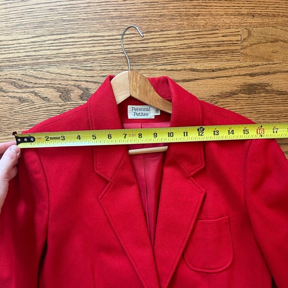 Vintage Personal Petites Red Wool Blazer with Pockets, Size 10 P - Picture 4 of 6
